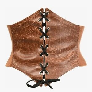 Daisy Corsets Women's Distressed Brown Faux Leather Corset Belt - NWT